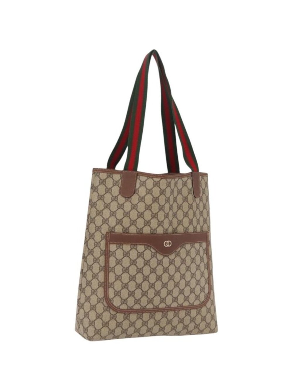 GUCCI GG Supreme Web Sherry Line Tote Bag PVC Beige 002 123 6487